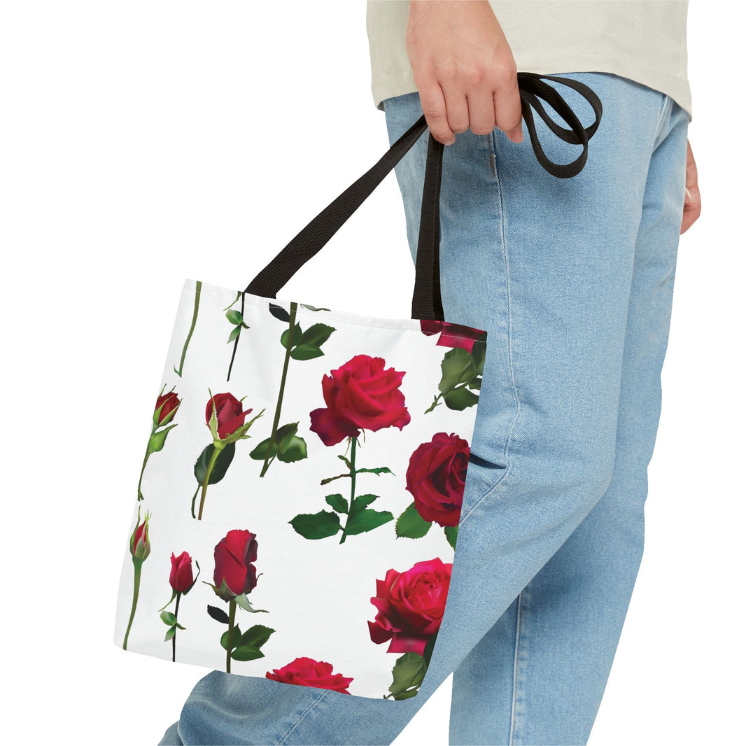 Elegant Floral Tote Bag, Rose Design, Reusable Shopping Bag, Perfect Gift for Gardeners, Mother's Day, Eco - Friendly - Divine Janisal Design