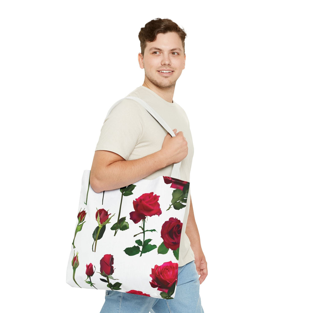 Elegant Floral Tote Bag, Rose Design, Reusable Shopping Bag, Perfect Gift for Gardeners, Mother's Day, Eco - Friendly - Divine Janisal Design