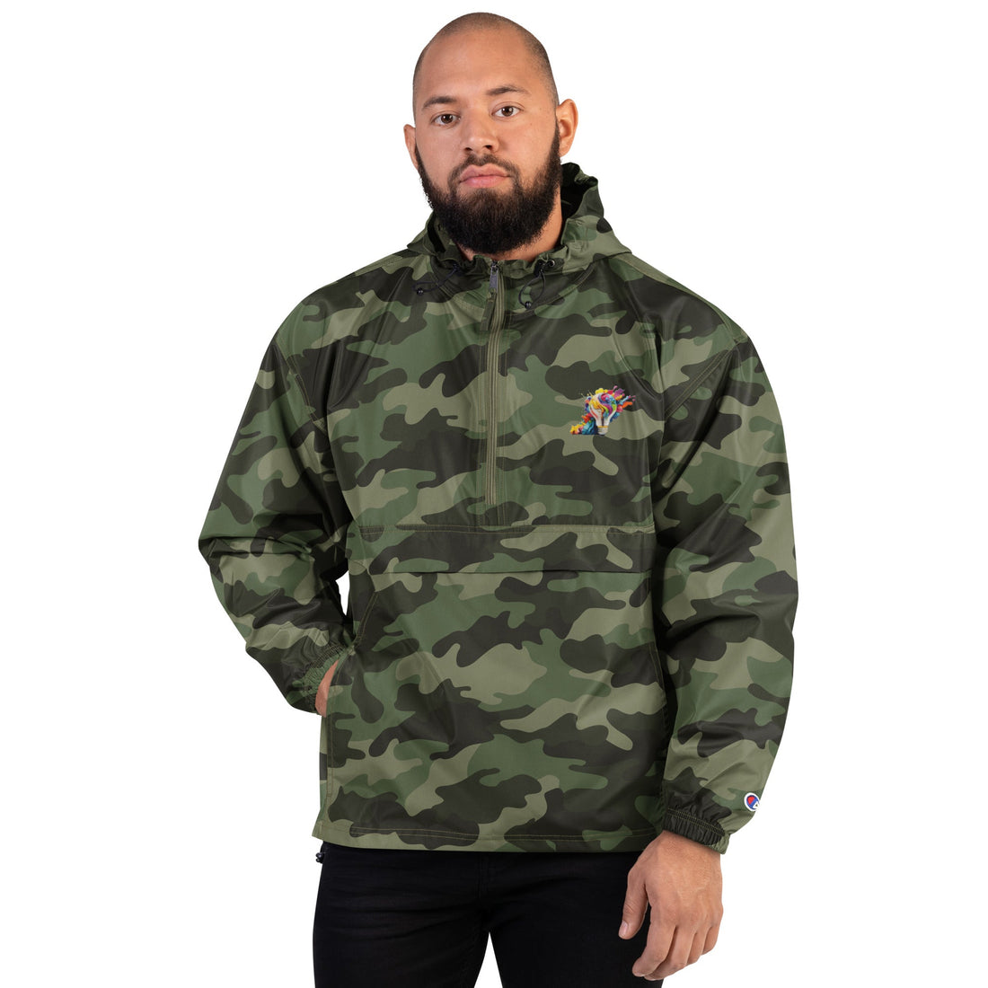 Embroidered Champion Packable Jacket - Divine Janisal Design