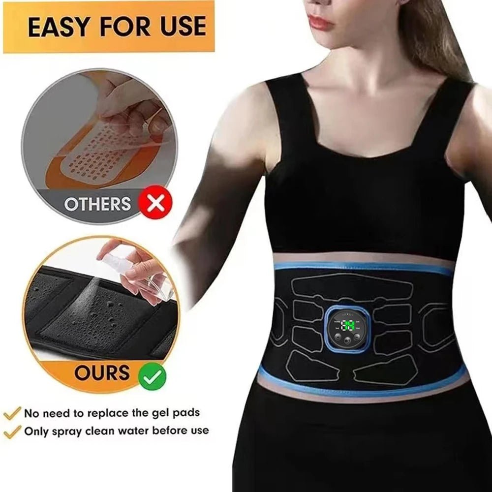 EMS Abdominal Toning Belt Electric Muscle Stimulation Muscle Toner Portable Fitness Massager Waist Trainer Body Slimming Shaping - Divinique