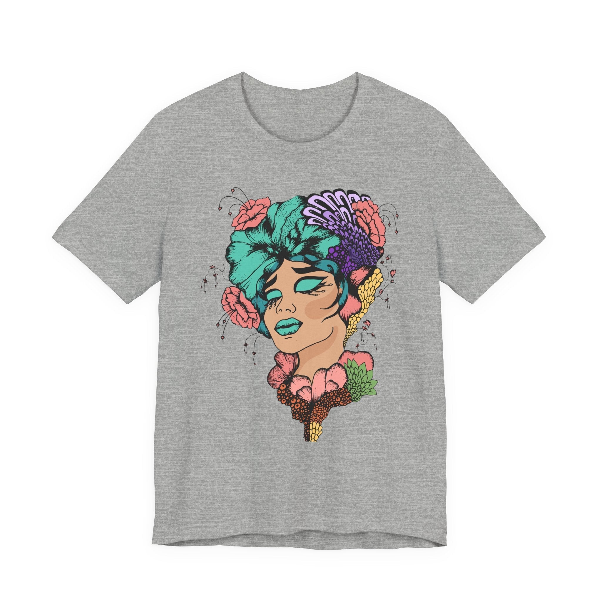 Floral Art Tee, Unisex Jersey T-Shirt with Hand - Drawn Design, Casual Wear, Spring Fashion, Gift Idea for Her - Divine Janisal Design