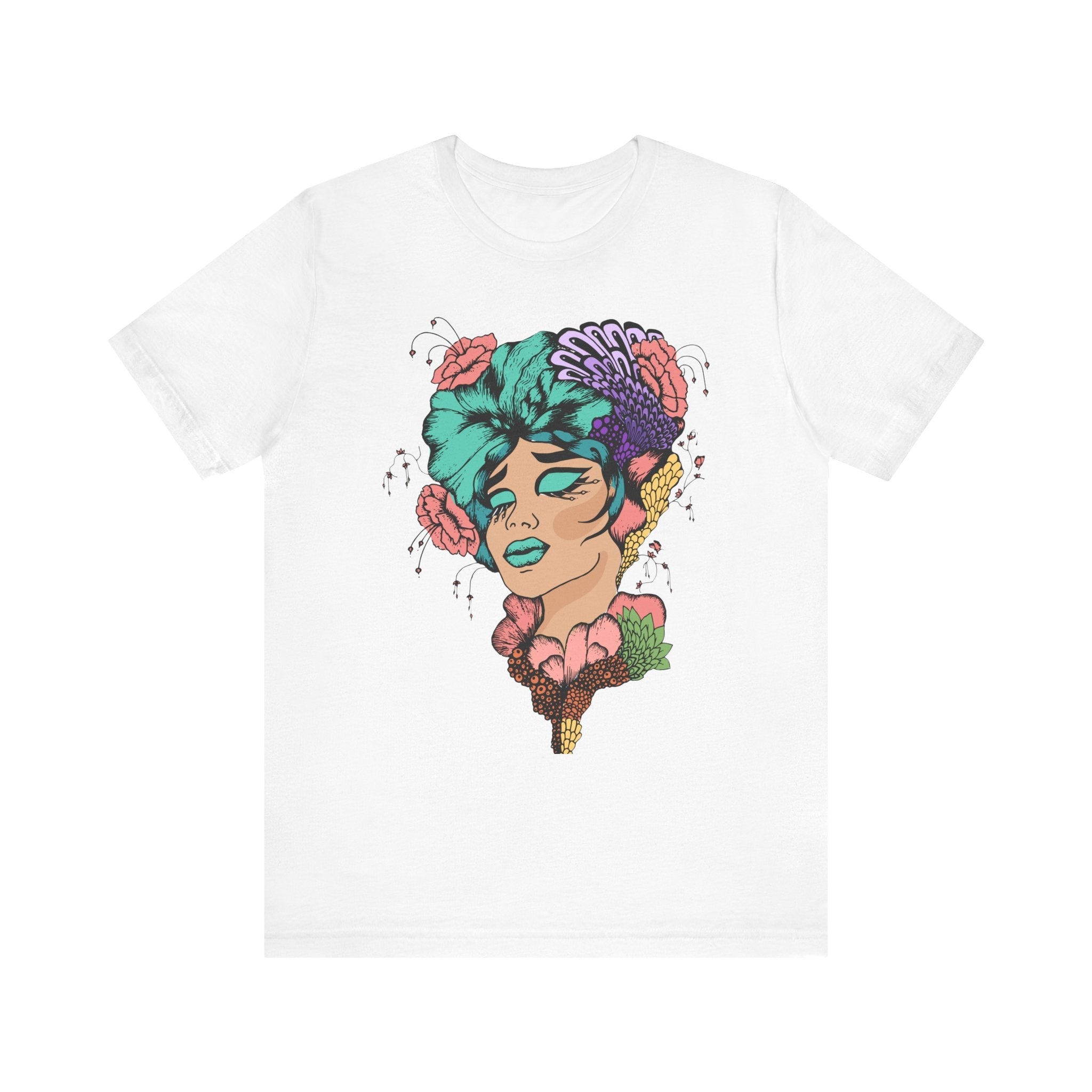 Floral Art Tee, Unisex Jersey T-Shirt with Hand - Drawn Design, Casual Wear, Spring Fashion, Gift Idea for Her - Divine Janisal Design