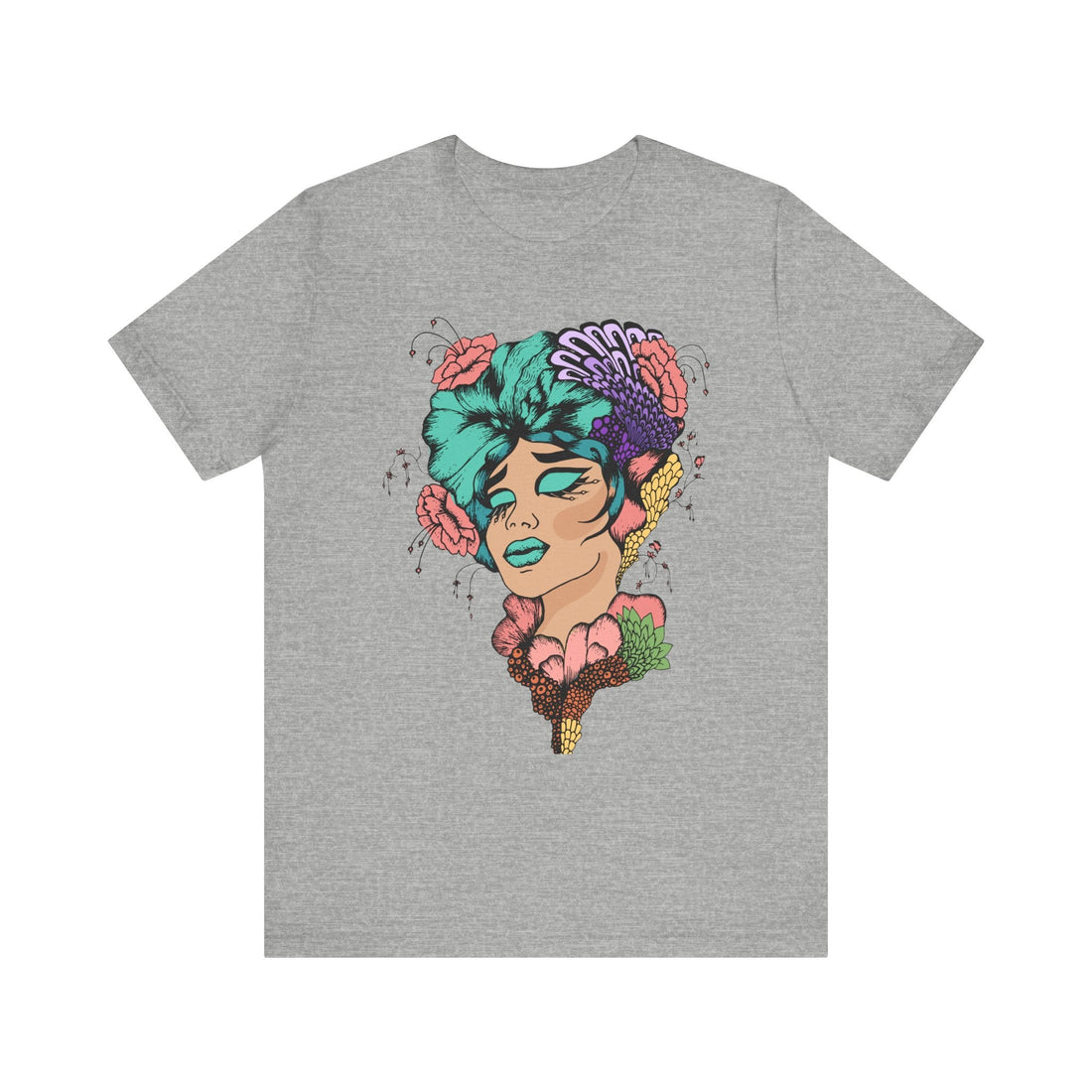 Floral Art Tee, Unisex Jersey T-Shirt with Hand - Drawn Design, Casual Wear, Spring Fashion, Gift Idea for Her - Divine Janisal Design