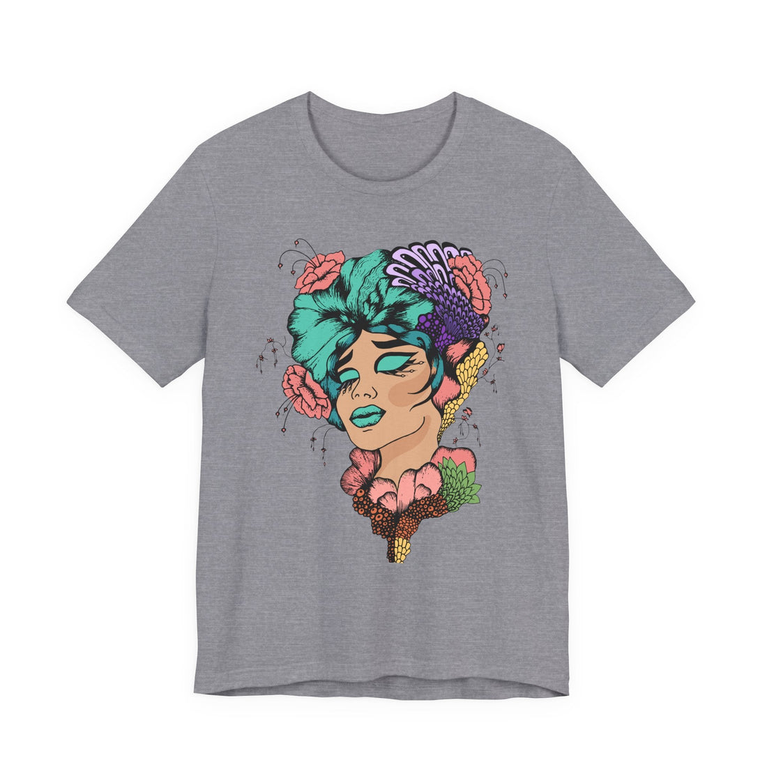 Floral Art Tee, Unisex Jersey T-Shirt with Hand - Drawn Design, Casual Wear, Spring Fashion, Gift Idea for Her - Divine Janisal Design