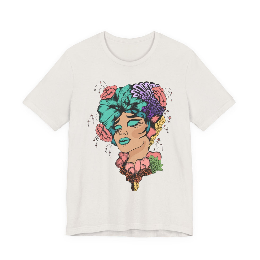 Floral Art Tee, Unisex Jersey T-Shirt with Hand - Drawn Design, Casual Wear, Spring Fashion, Gift Idea for Her - Divine Janisal Design