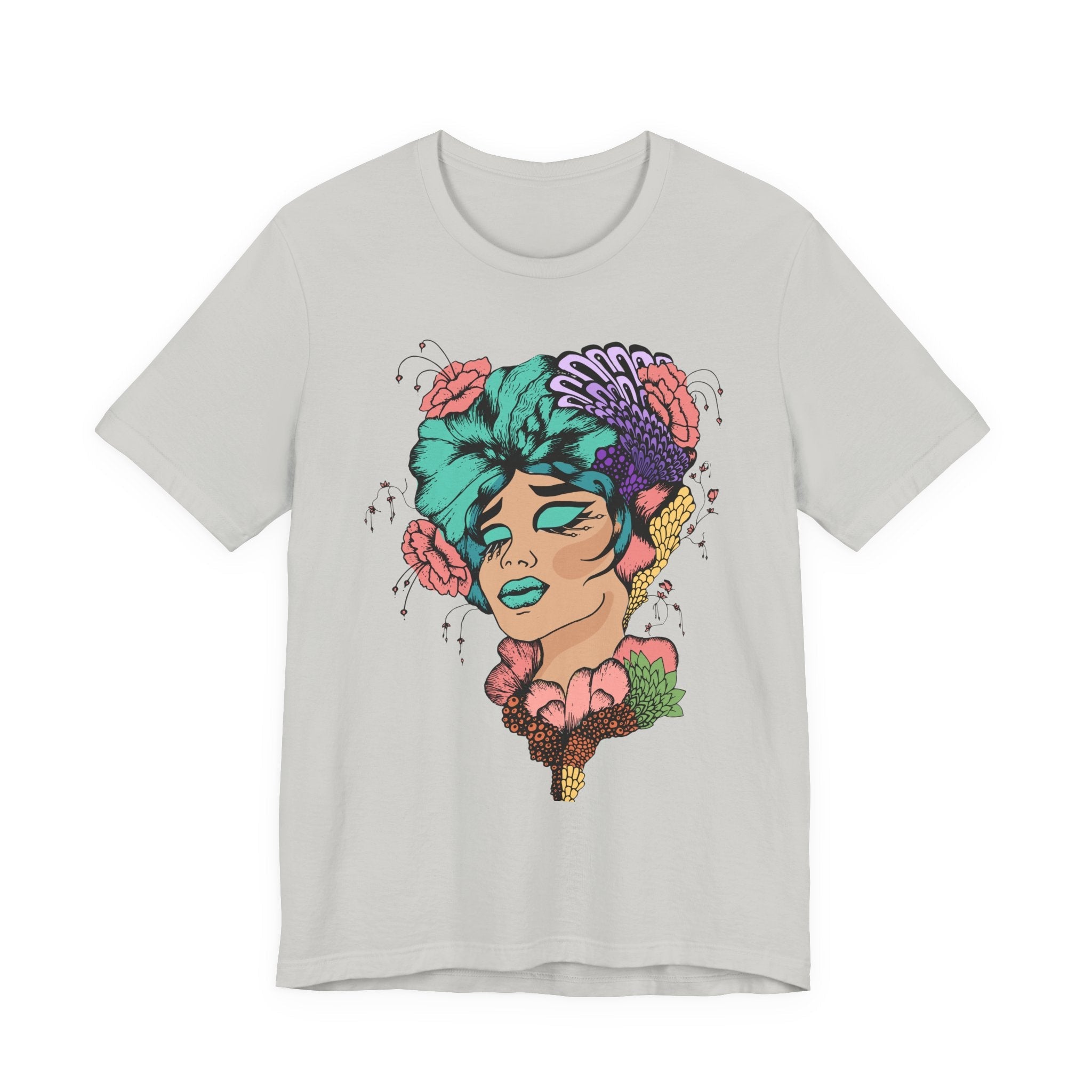 Floral Art Tee, Unisex Jersey T-Shirt with Hand - Drawn Design, Casual Wear, Spring Fashion, Gift Idea for Her - Divine Janisal Design