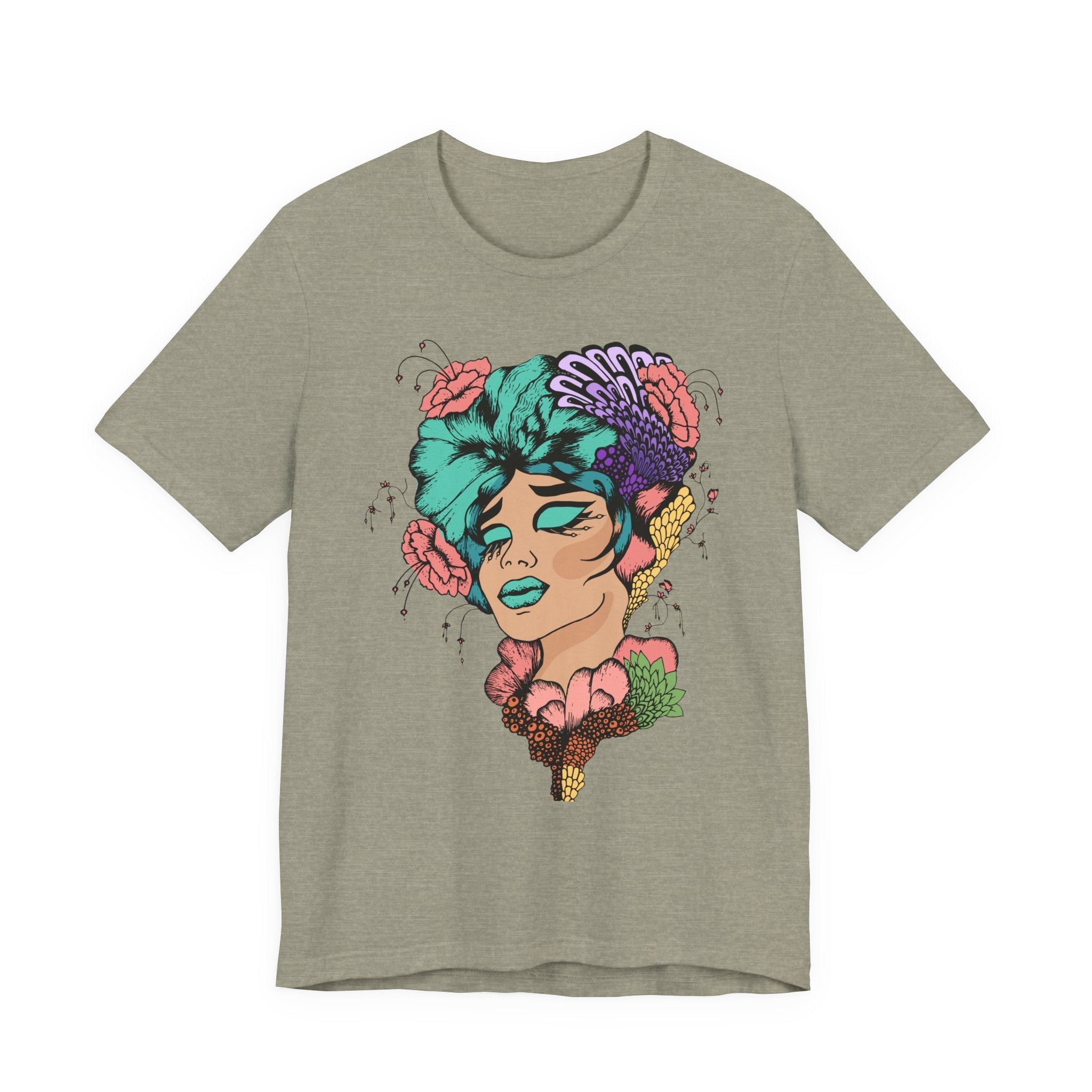 Floral Art Tee, Unisex Jersey T-Shirt with Hand - Drawn Design, Casual Wear, Spring Fashion, Gift Idea for Her - Divine Janisal Design