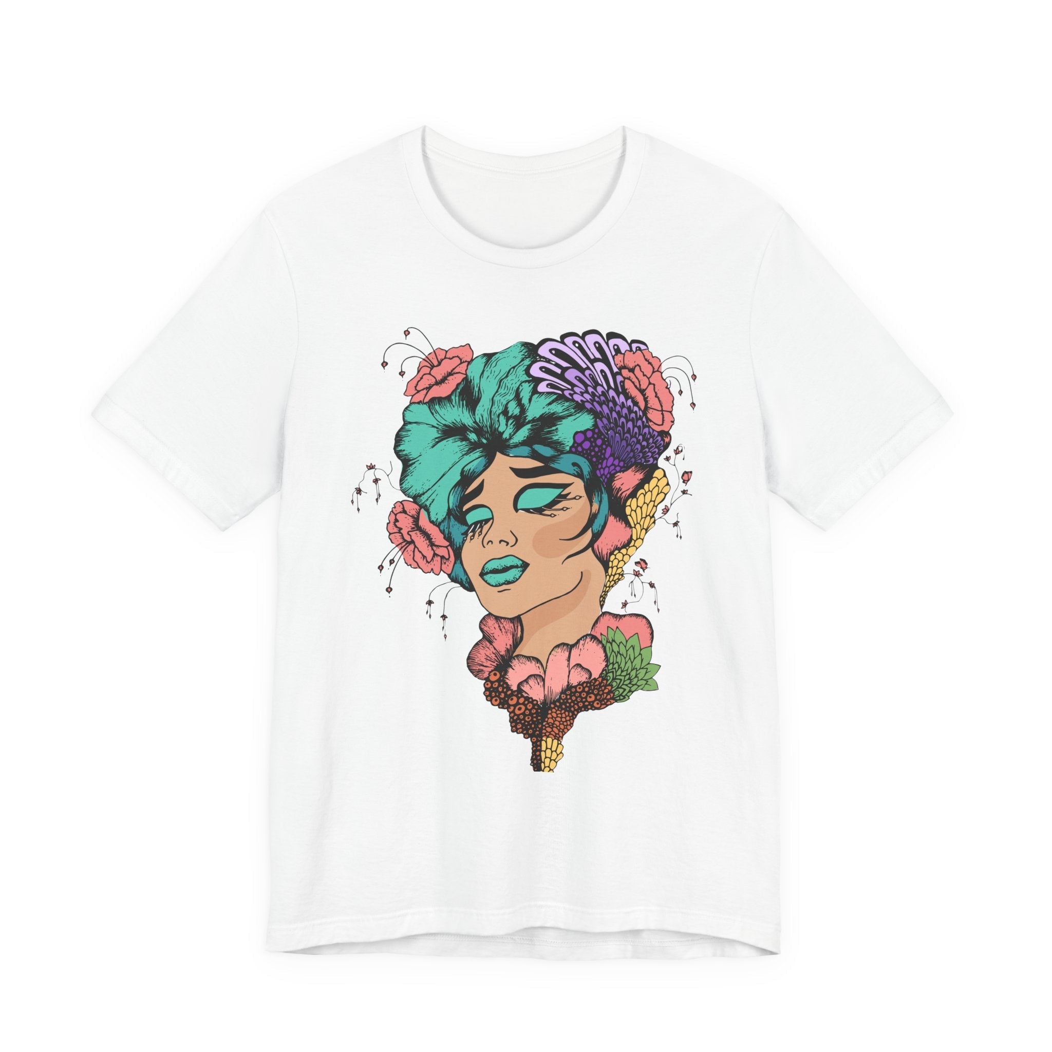 Floral Art Tee, Unisex Jersey T-Shirt with Hand - Drawn Design, Casual Wear, Spring Fashion, Gift Idea for Her - Divine Janisal Design