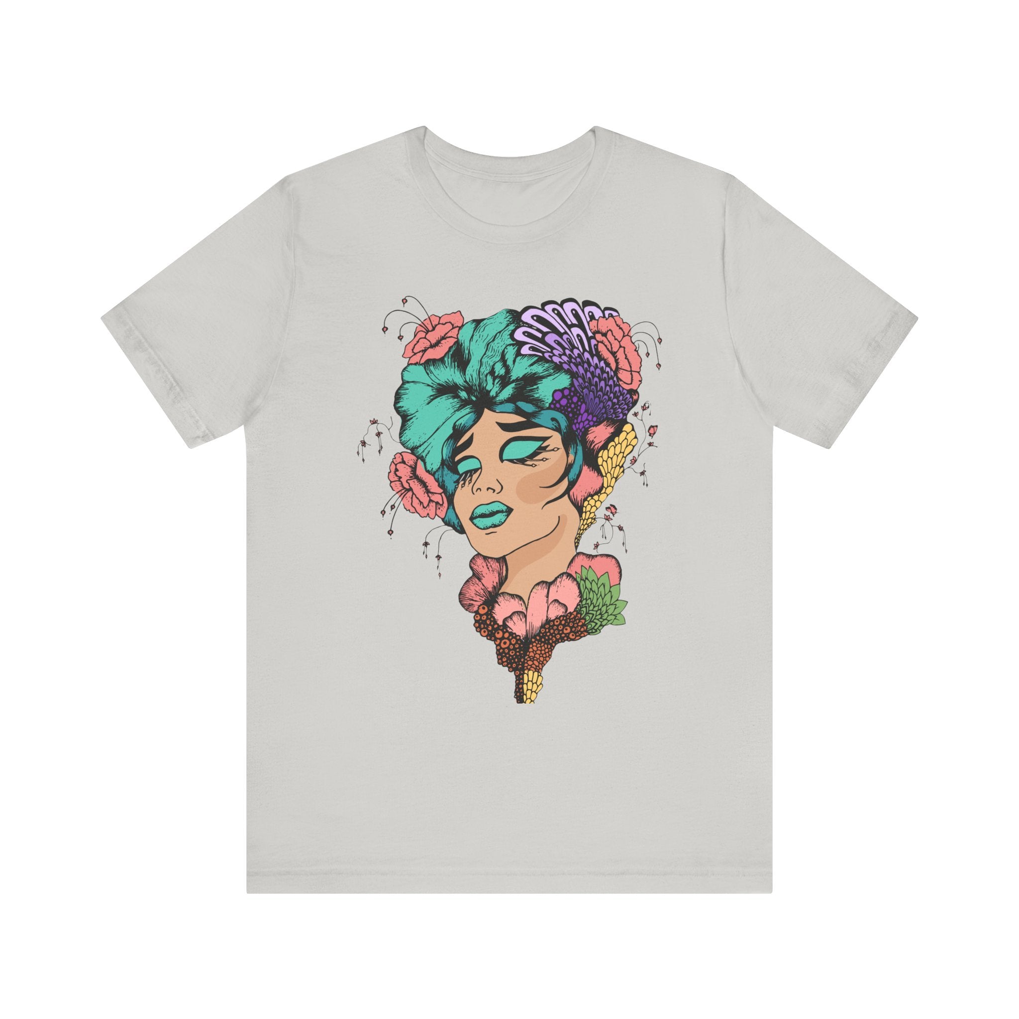 Floral Art Tee, Unisex Jersey T-Shirt with Hand - Drawn Design, Casual Wear, Spring Fashion, Gift Idea for Her - Divine Janisal Design
