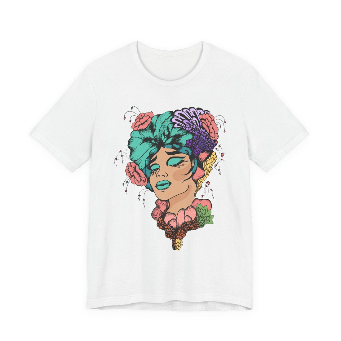 Floral Art Tee, Unisex Jersey T-Shirt with Hand - Drawn Design, Casual Wear, Spring Fashion, Gift Idea for Her - Divine Janisal Design