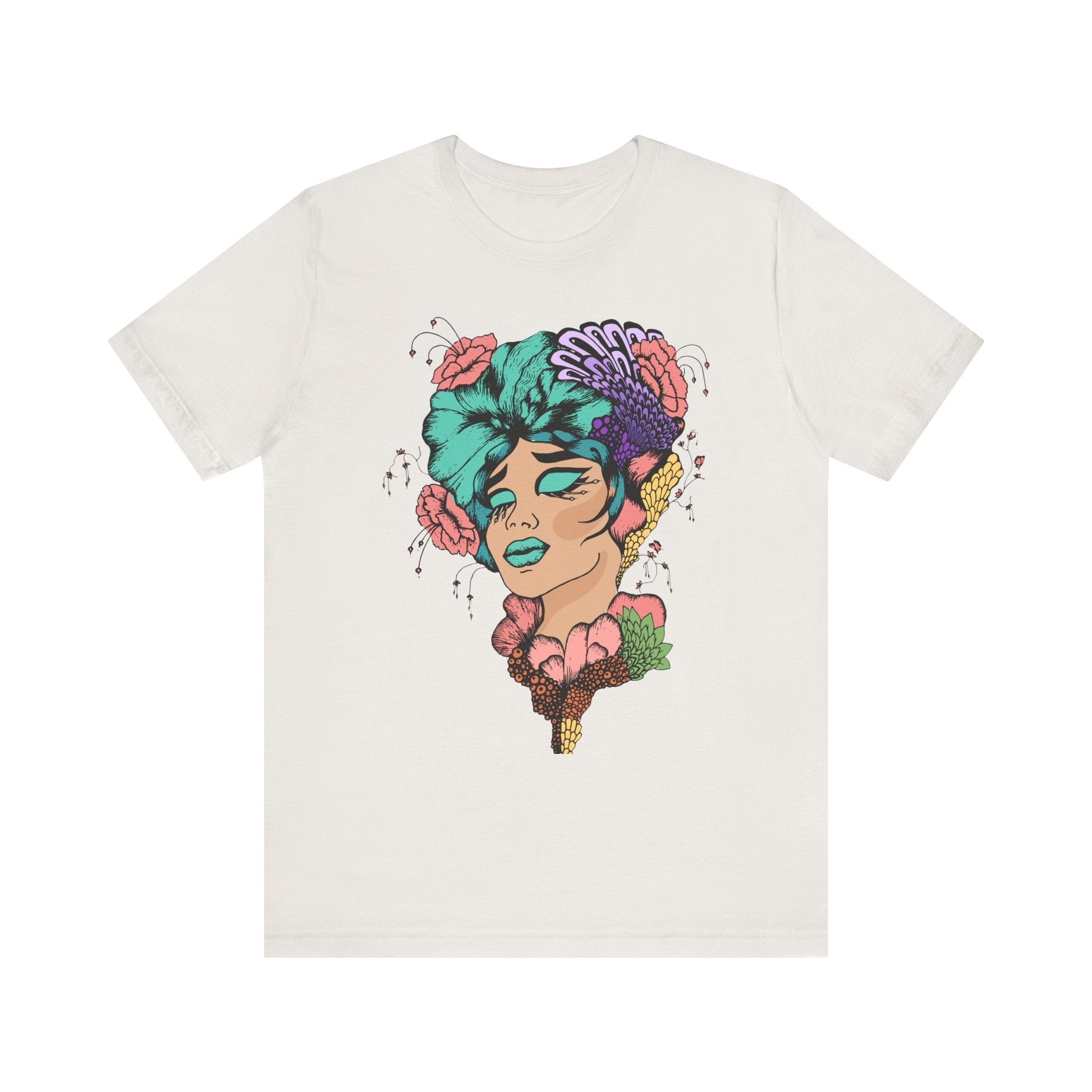 Floral Art Tee, Unisex Jersey T-Shirt with Hand - Drawn Design, Casual Wear, Spring Fashion, Gift Idea for Her - Divine Janisal Design