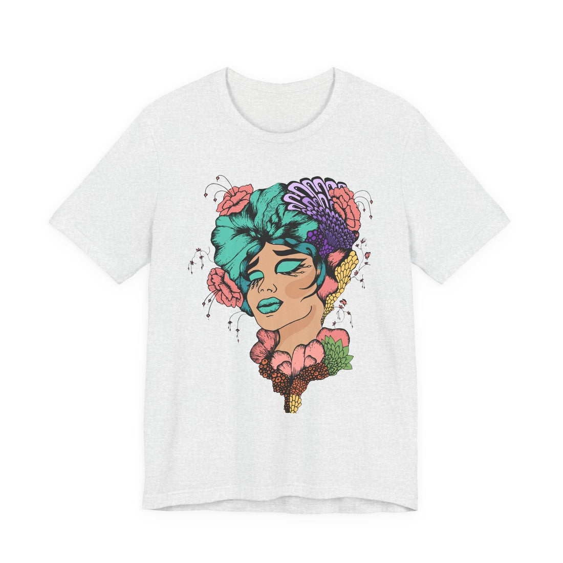 Floral Art Tee, Unisex Jersey T-Shirt with Hand - Drawn Design, Casual Wear, Spring Fashion, Gift Idea for Her - Divine Janisal Design