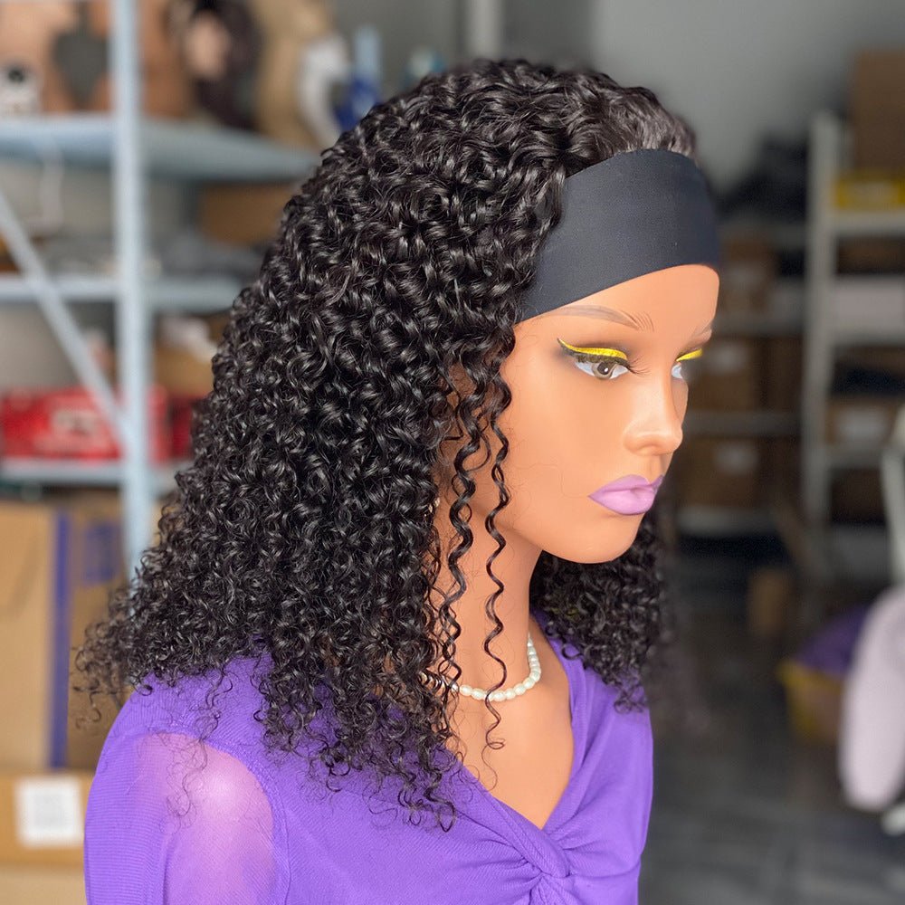 Headband Curly Human Hair Wigs - Divine Janisal Design