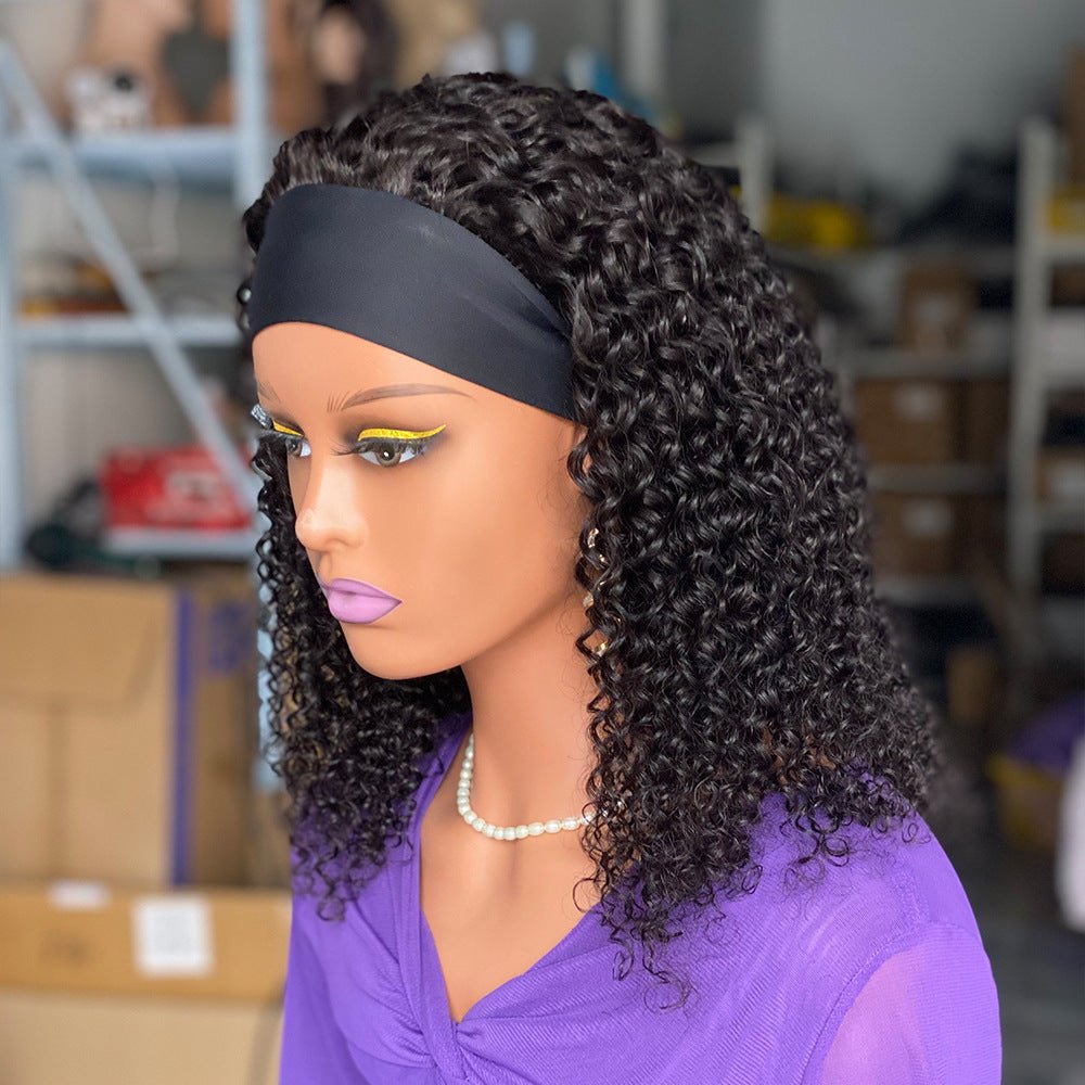 Headband Curly Human Hair Wigs - Divine Janisal Design