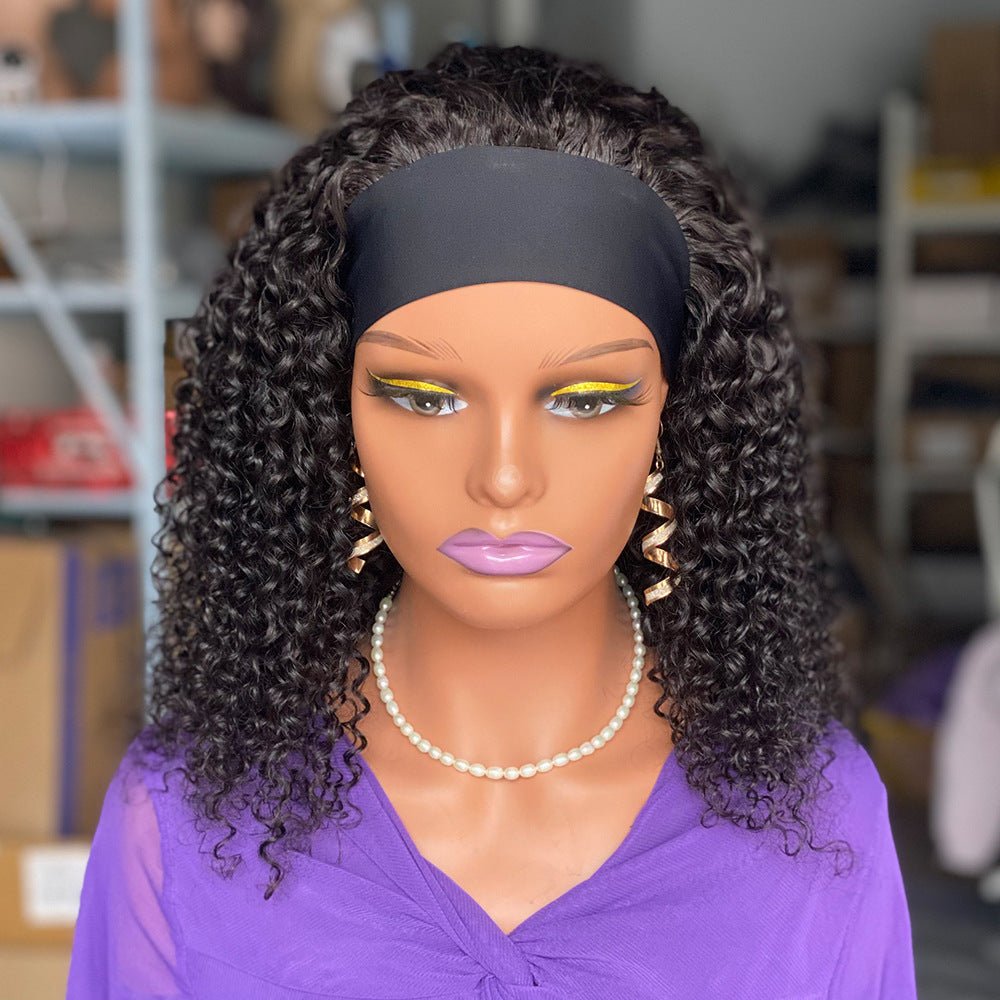 Headband Curly Human Hair Wigs - Divine Janisal Design