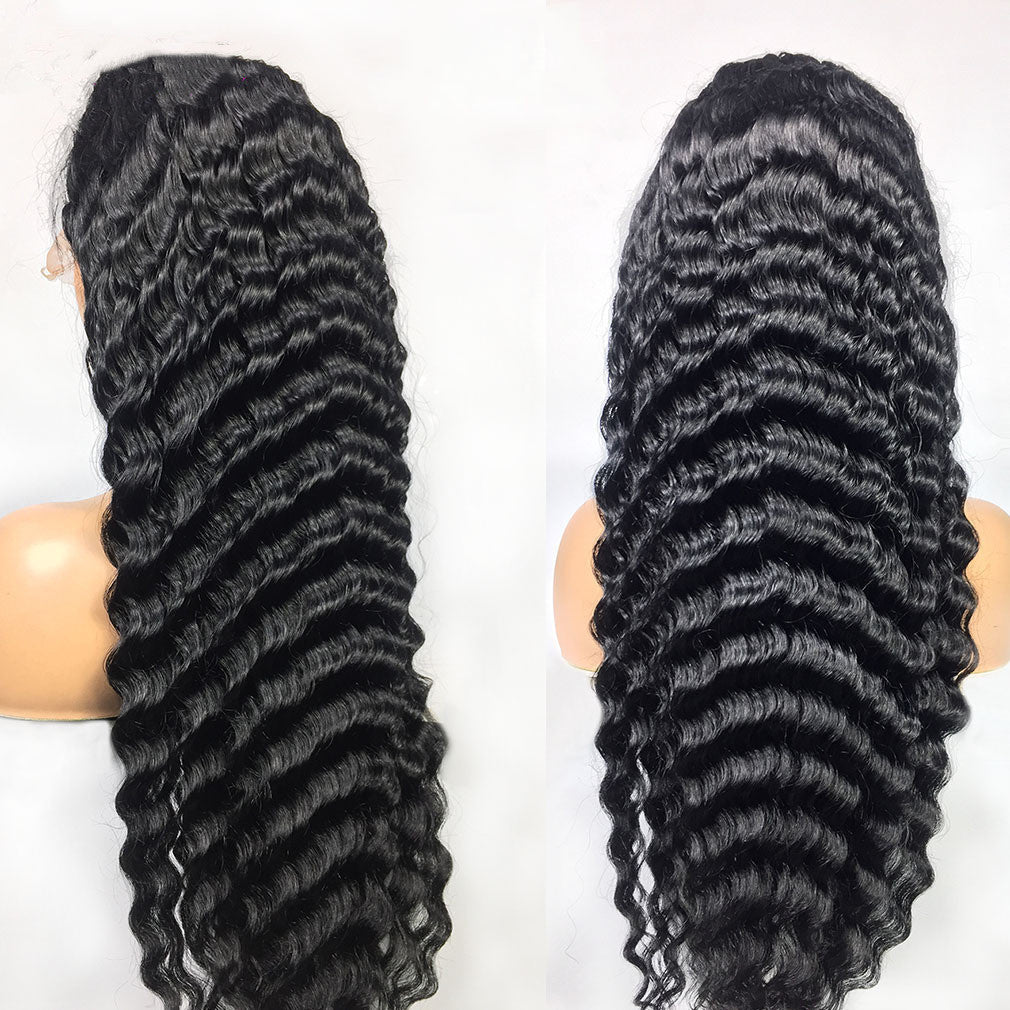 Human Hair Deep Wave Lace Frontal Wigs - Divine Janisal Design