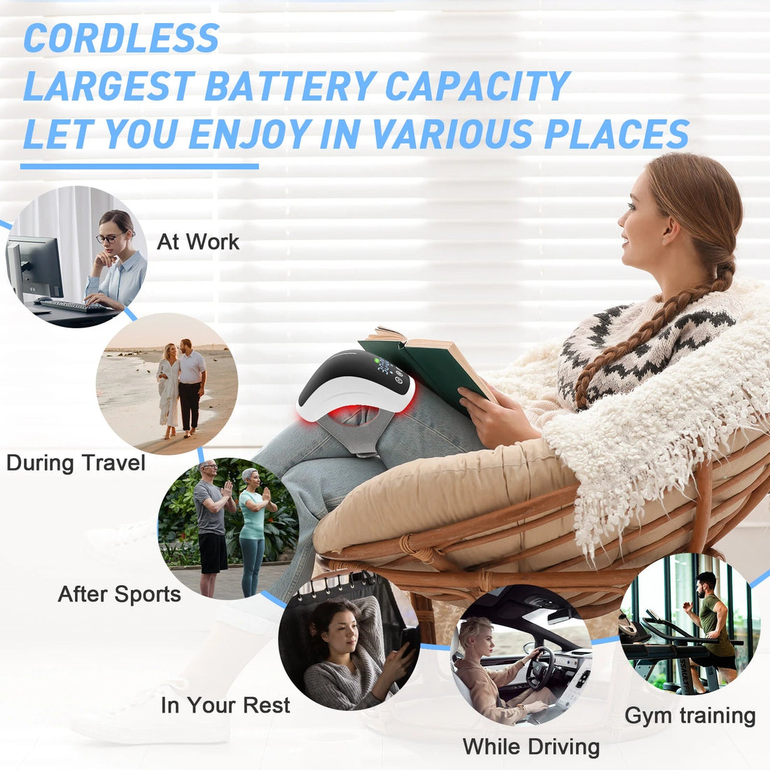 KTS Wireless Laser Therpay Device for Knee Pain Relief 3 in 1 Knee Massager Hot Compress for Osteoarthritis Elbow Leg Arthritis - Divinique