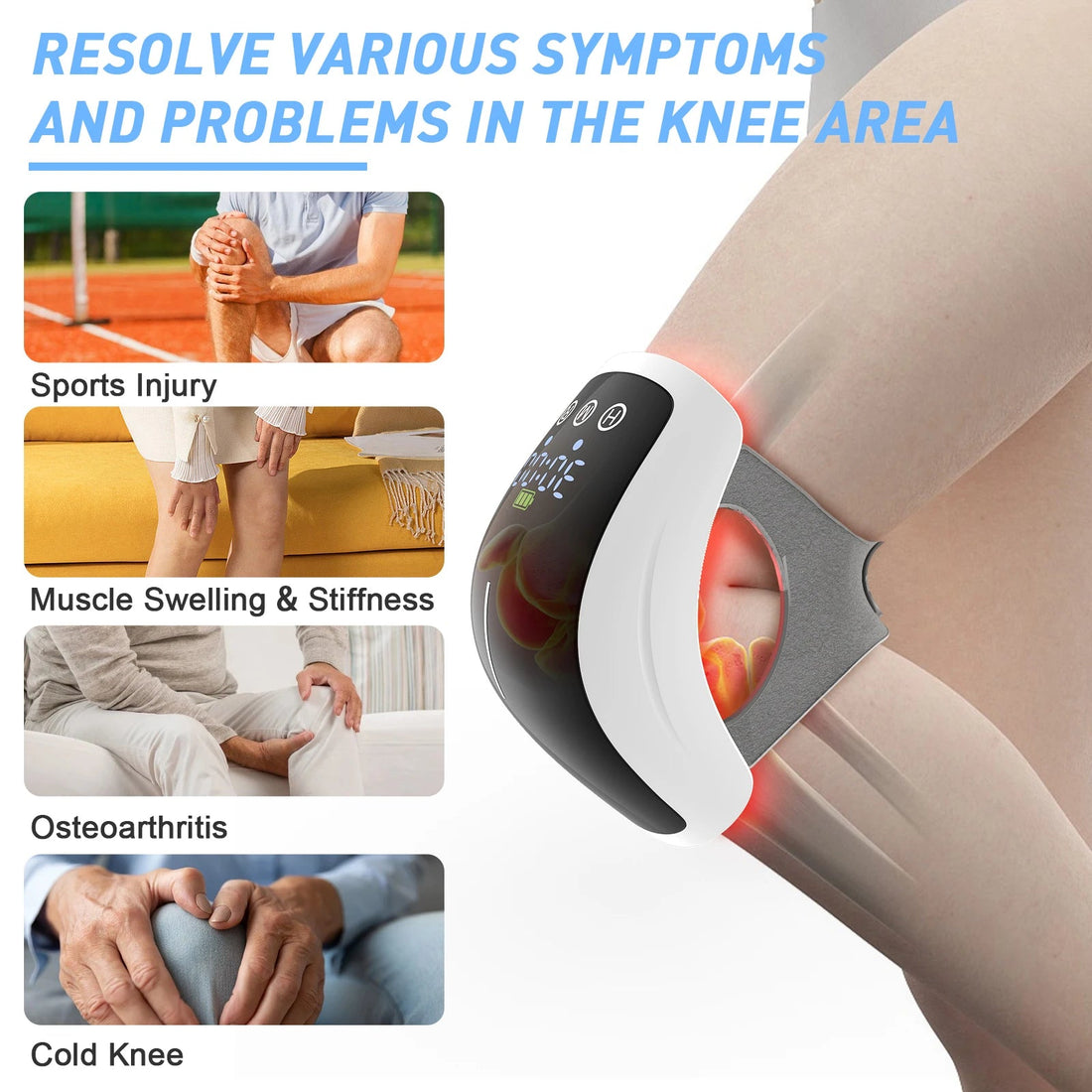 KTS Wireless Laser Therpay Device for Knee Pain Relief 3 in 1 Knee Massager Hot Compress for Osteoarthritis Elbow Leg Arthritis - Divinique