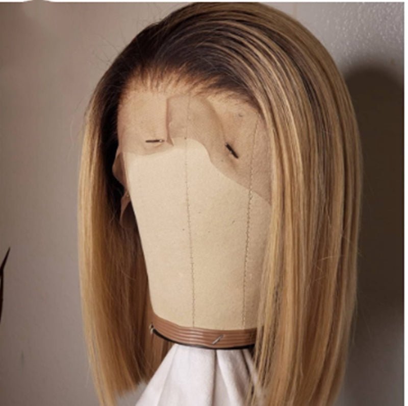 Ombre Colored Short Bob Wig T4B 27 Lace Front Human HairWigs - Divine Janisal Design