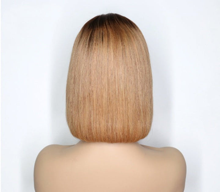 Ombre Colored Short Bob Wig T4B 27 Lace Front Human HairWigs - Divine Janisal Design