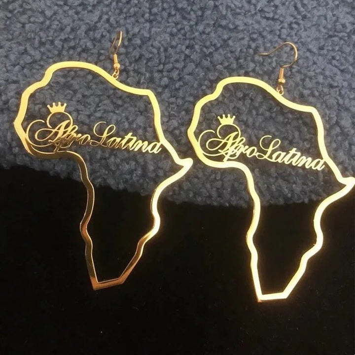 Personalized Name Palestine Map Earrings Stainless Steel Gold Christmas Gift Birthday Gift Ethnic Gift Valentine Mother Day Gift - Divine Janisal Design
