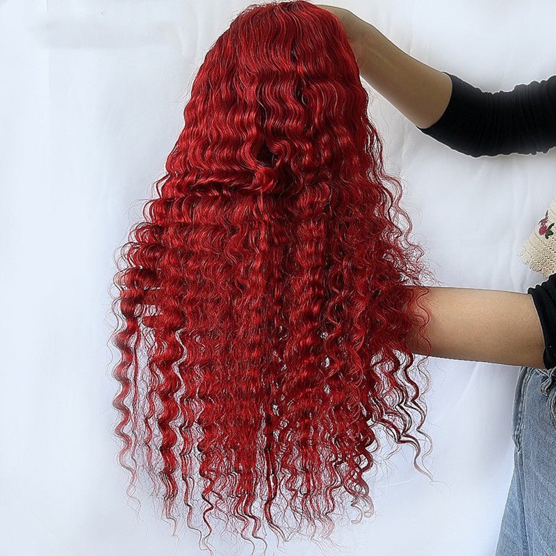 Red Deep Wave Human Hair Wig - Divine Janisal Design