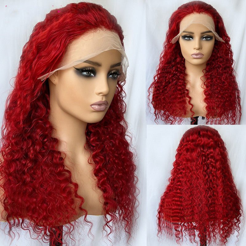 Red Deep Wave Human Hair Wig - Divine Janisal Design