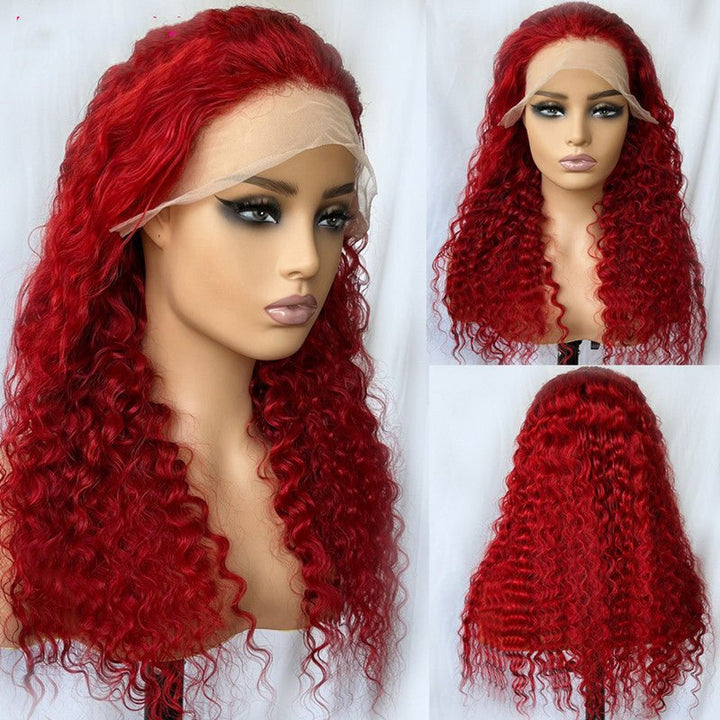 Red Deep Wave Human Hair Wig - Divine Janisal Design