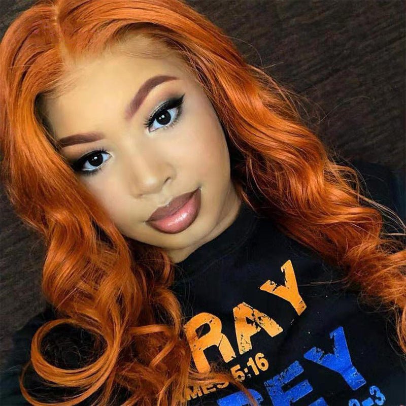 Smooth Hair Dark Orange Wig - Divine Janisal Design