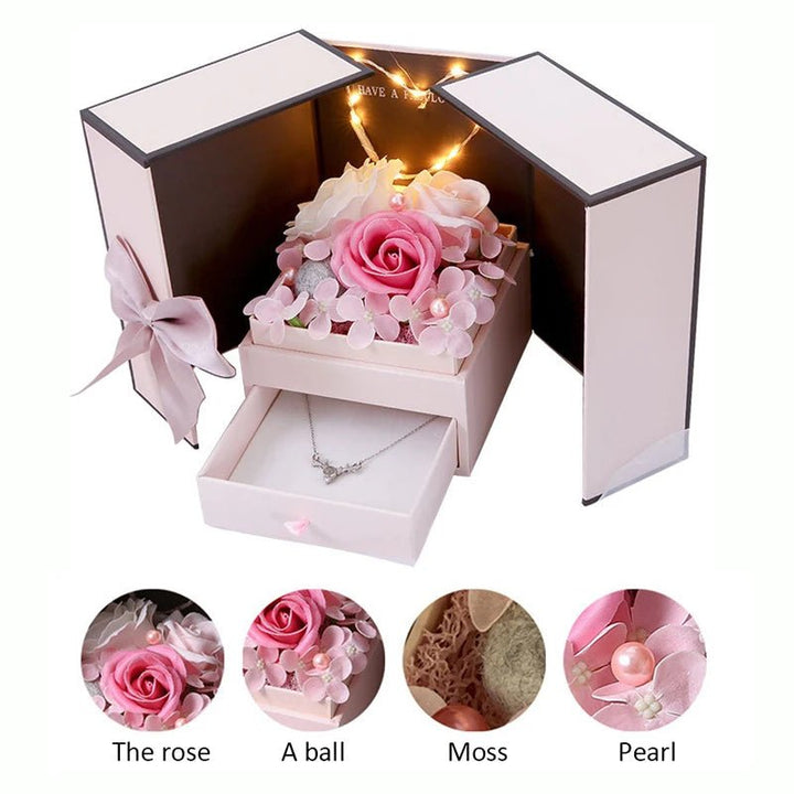 Soap Rose Flower Jewelry Packaging Gift Box With Drawer Valentine Wedding Decors Girlfriend Birthday Christmas Gift Anniversary - Divine Janisal Design