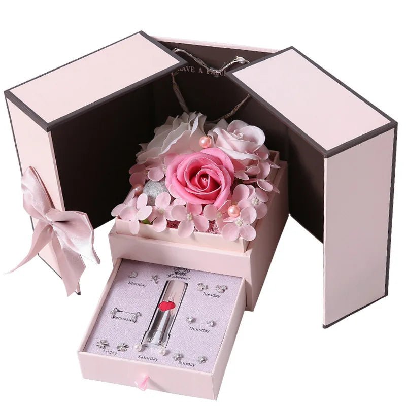 Soap Rose Flower Jewelry Packaging Gift Box With Drawer Valentine Wedding Decors Girlfriend Birthday Christmas Gift Anniversary - Divine Janisal Design