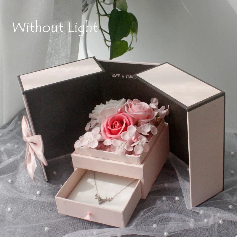 Soap Rose Flower Jewelry Packaging Gift Box With Drawer Valentine Wedding Decors Girlfriend Birthday Christmas Gift Anniversary - Divine Janisal Design