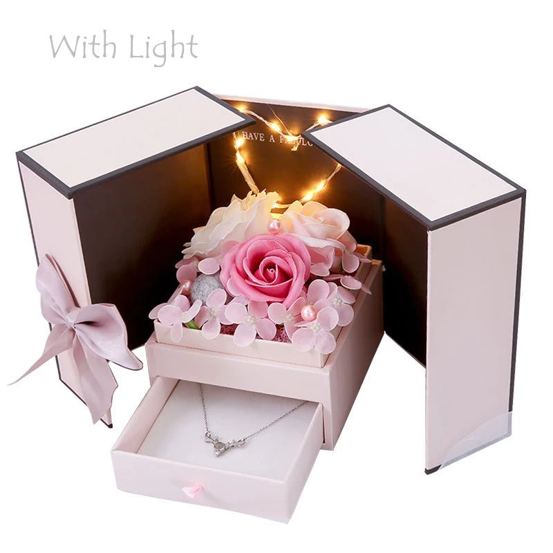 Soap Rose Flower Jewelry Packaging Gift Box With Drawer Valentine Wedding Decors Girlfriend Birthday Christmas Gift Anniversary - Divine Janisal Design