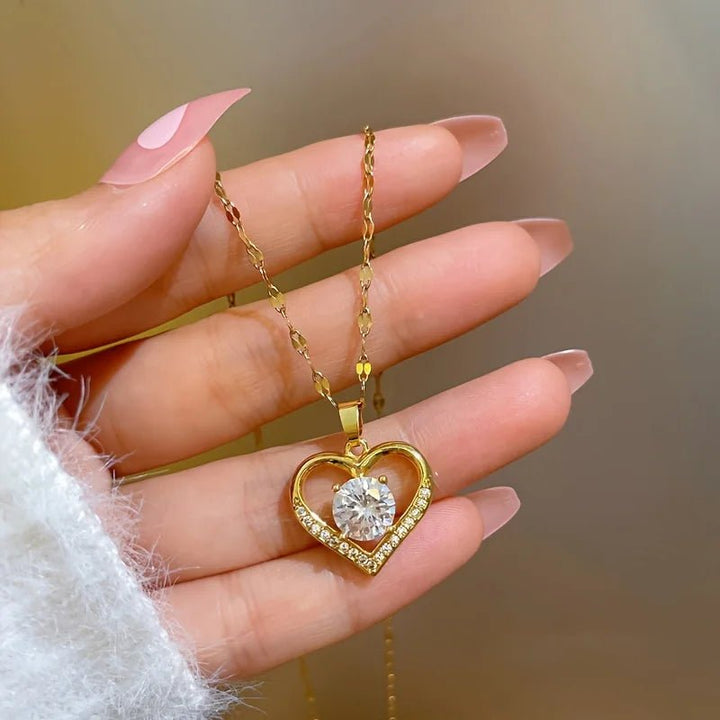 Sparkling Heart Love Necklace With Luxurious Rose Gift Box For Girlfriend Mom Christmas Valentine Gift 2023 Romantic Accessories - Divine Janisal Design