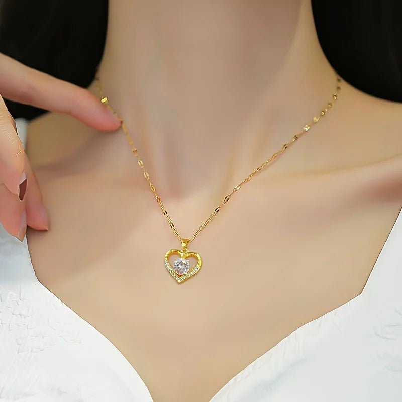 Sparkling Heart Love Necklace With Luxurious Rose Gift Box For Girlfriend Mom Christmas Valentine Gift 2023 Romantic Accessories - Divine Janisal Design