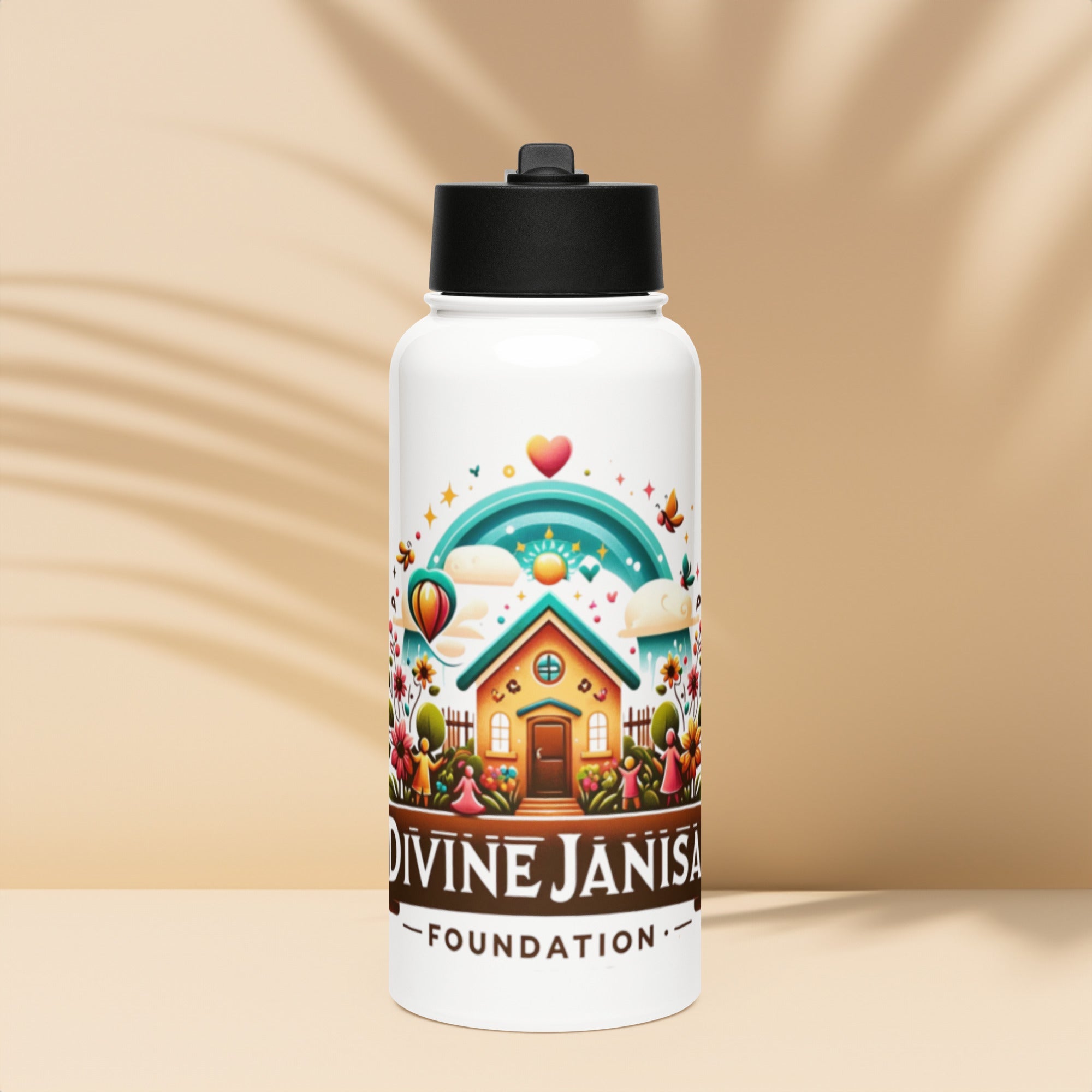 Stainless steel water bottle with a straw lid - Divine Janisal Design