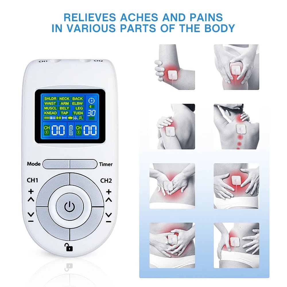 Tens Muscle Stimulator 12 - Mode Electric EMS Acupuncture Body Massage Digital Therapy Slimming Machine Electrostimulator - Divinique
