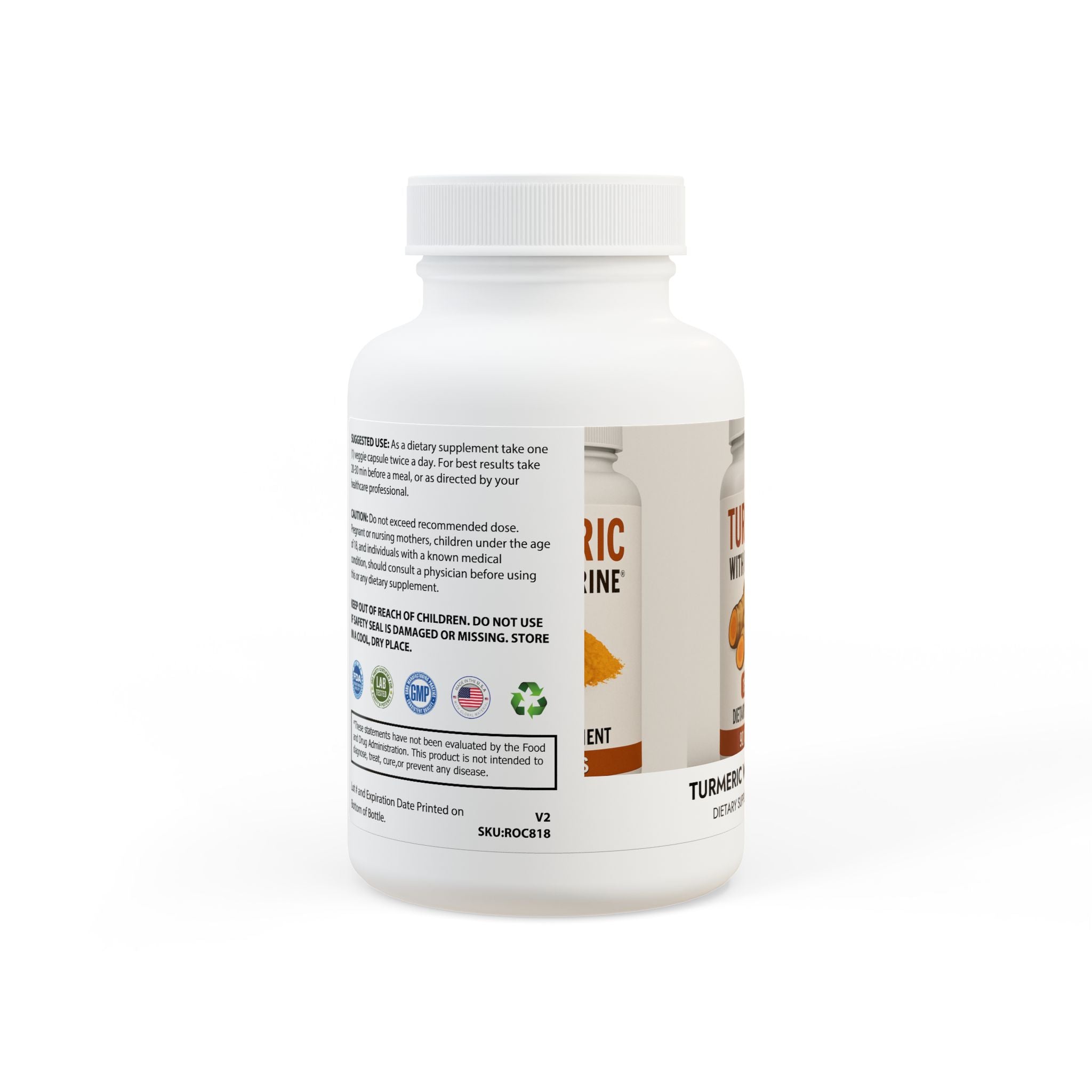 Turmeric with BioPerine® (Black Pepper Fruit Extract) Supplement (60 Capsules) - Divine Janisal Design