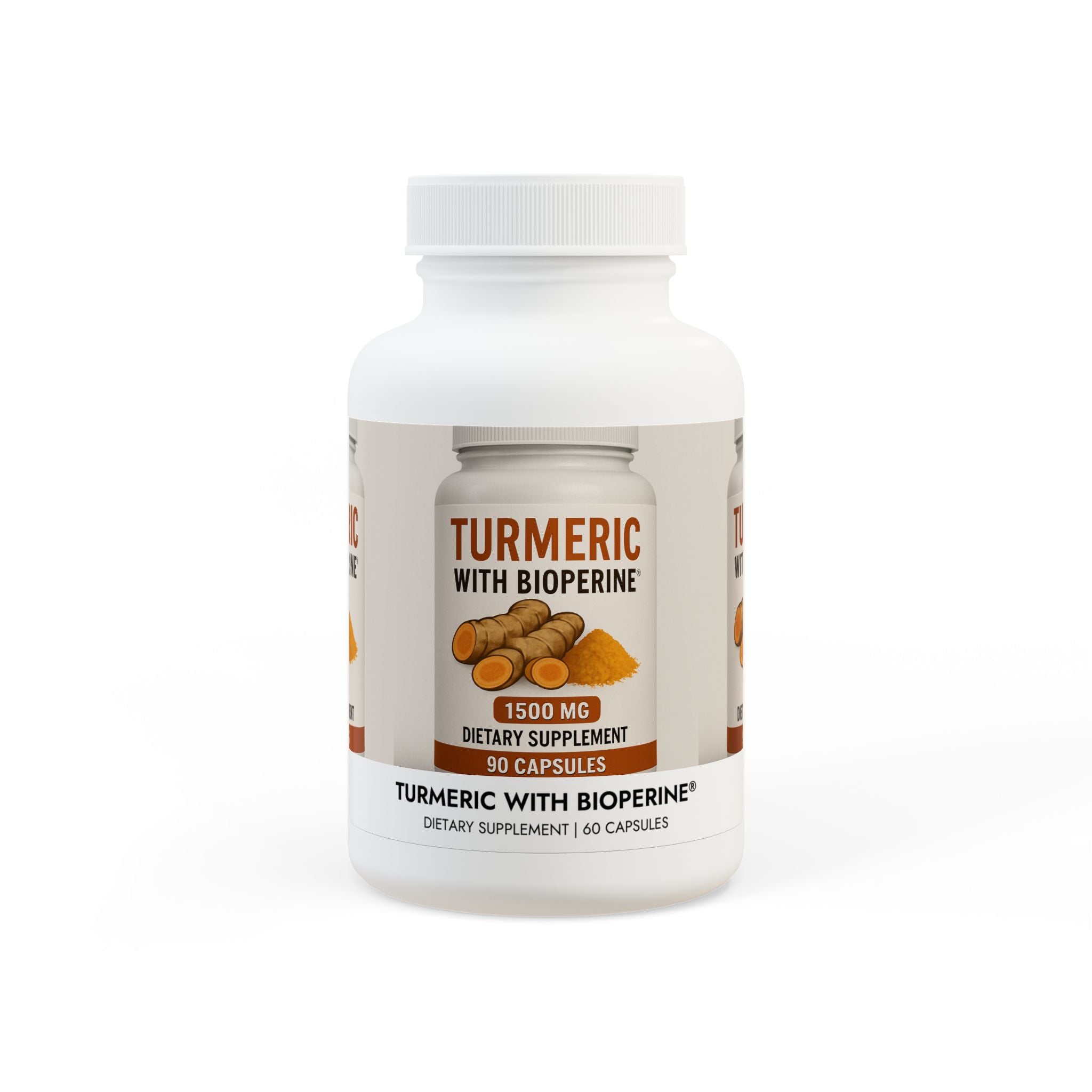Turmeric with BioPerine® (Black Pepper Fruit Extract) Supplement (60 Capsules) - Divine Janisal Design