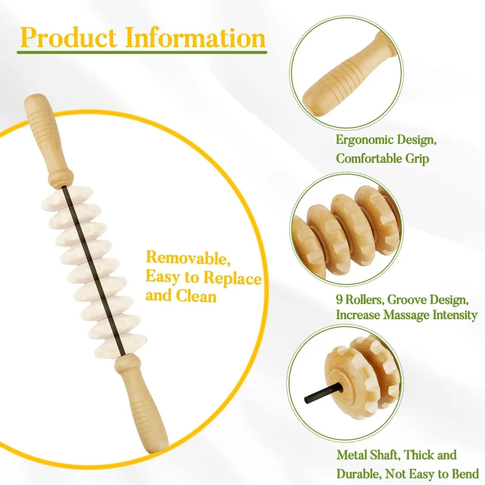 Wooden Massage Roller Tool Set, Lymphatic Drainage Massager Maderoterapia Kit, Manual Massage Tool for Body Massage Gua Sha Set - Divinique